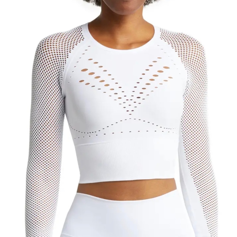 ALO yoga open air long sleeve top; white workout top; new without tags